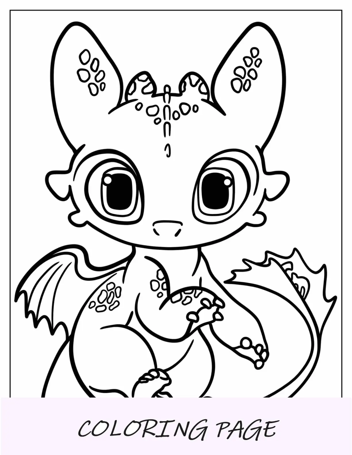Come addestrare il tuo drago Pagina da colorare di Kawaii Sdentato per bambini in età prescolare