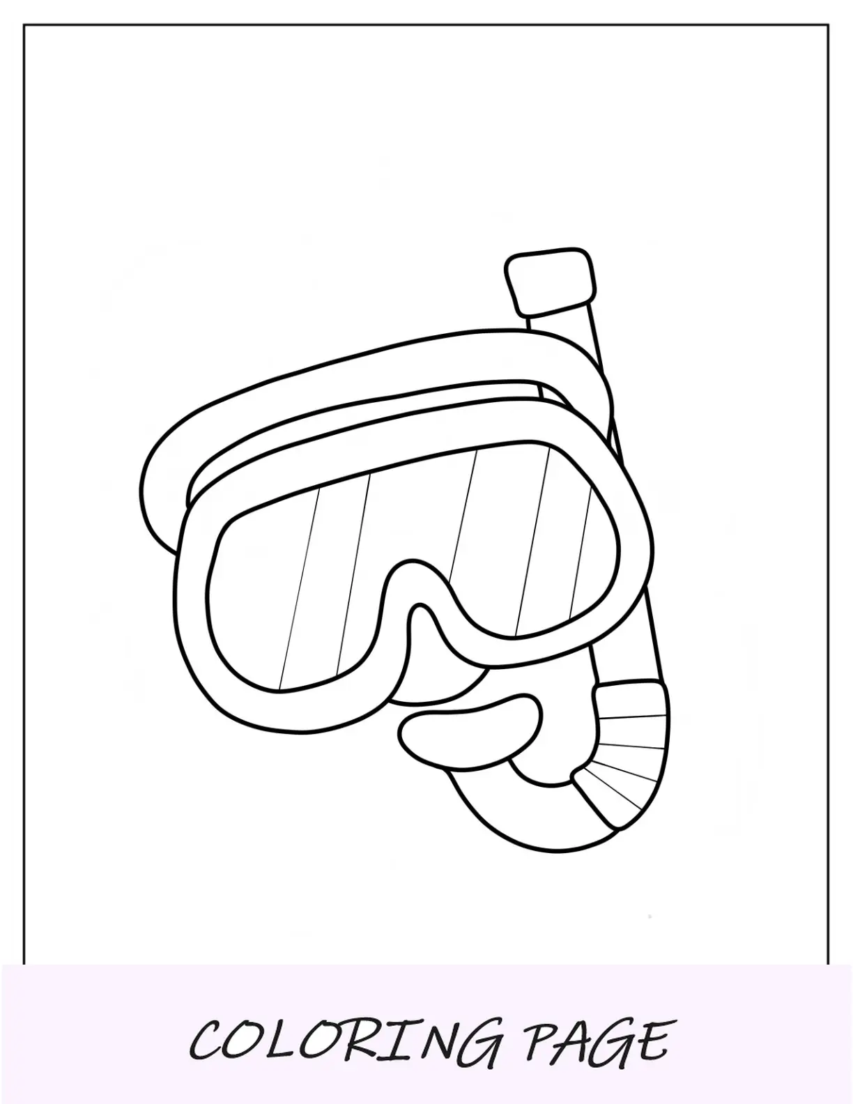 Página para colorear de verano de gafas de snorkel