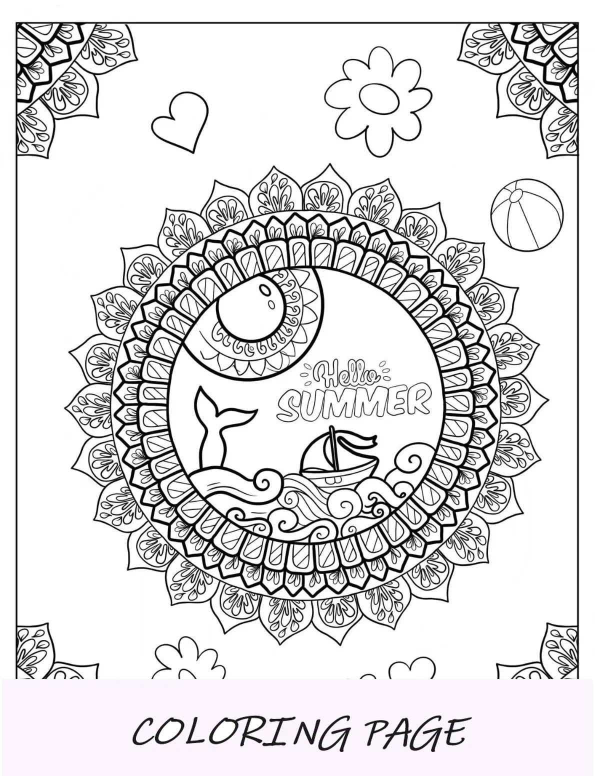 Hoja para colorear Mandala de flores de vela de verano