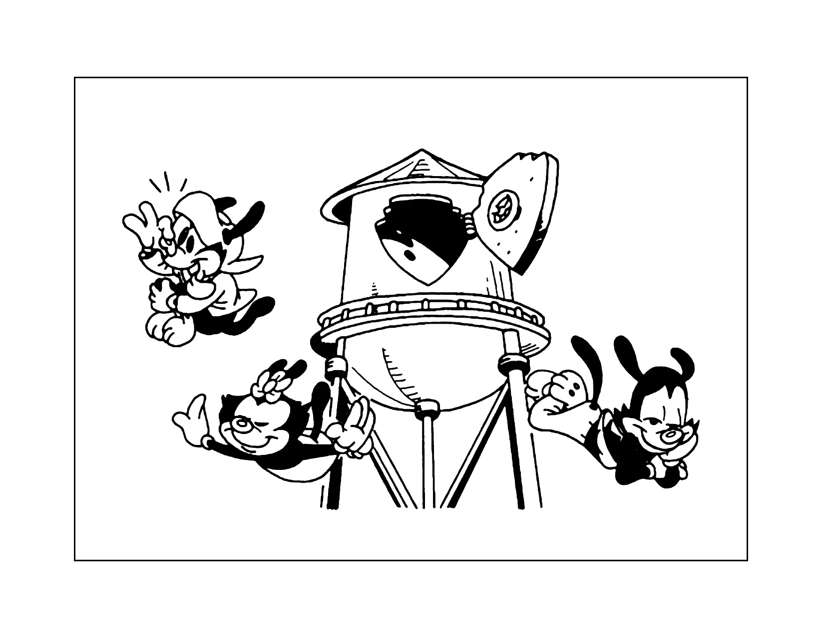 Animaniacs Diving From Warner Tower Coloing Page