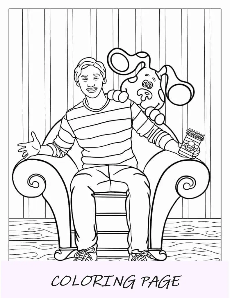 Página para colorir da cadeira pensando do Blue_s Clues