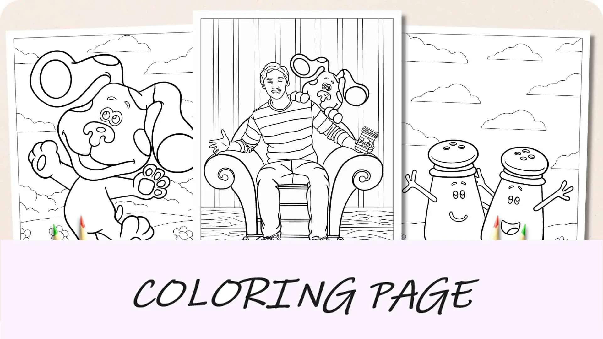 Imagem em destaque da página para colorir Blues Clues