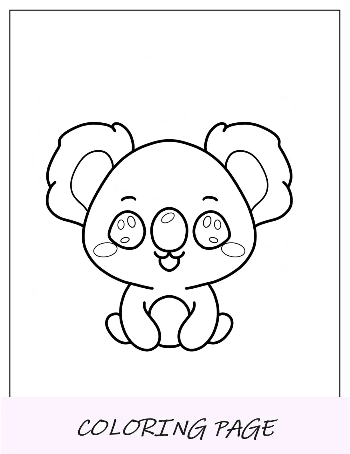 Página para colorir de animais fofos com contorno adorável de coala
