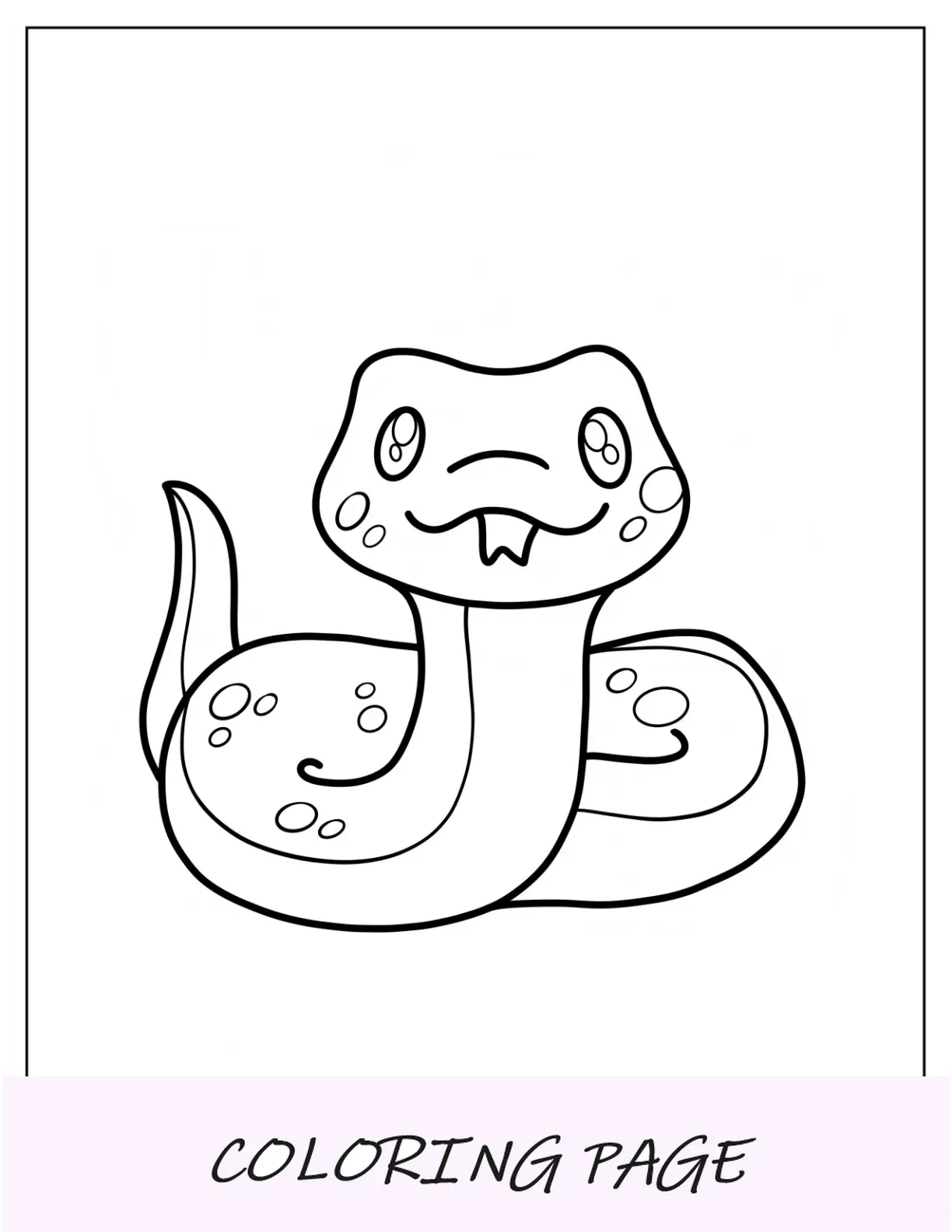 Página para colorir de animais fofos com contorno de cobra sibilando