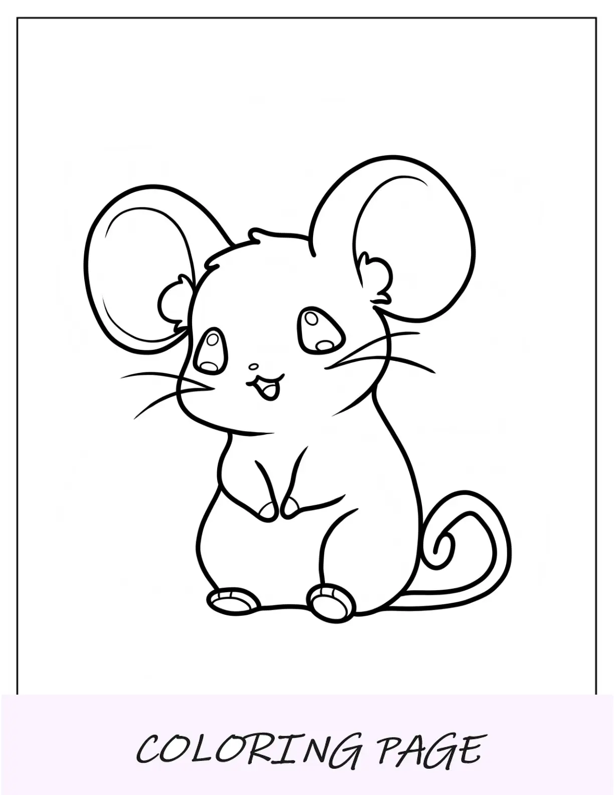 Página para colorir de animais fofos de rato com orelhas grandes
