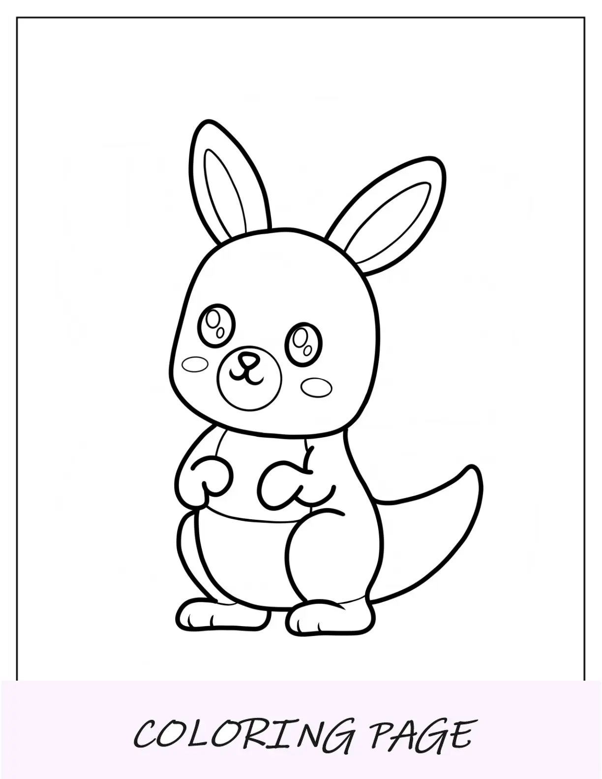 Página para colorir de animais fofos de canguru Kawaii Chibi para crianças em idade pré-escolar