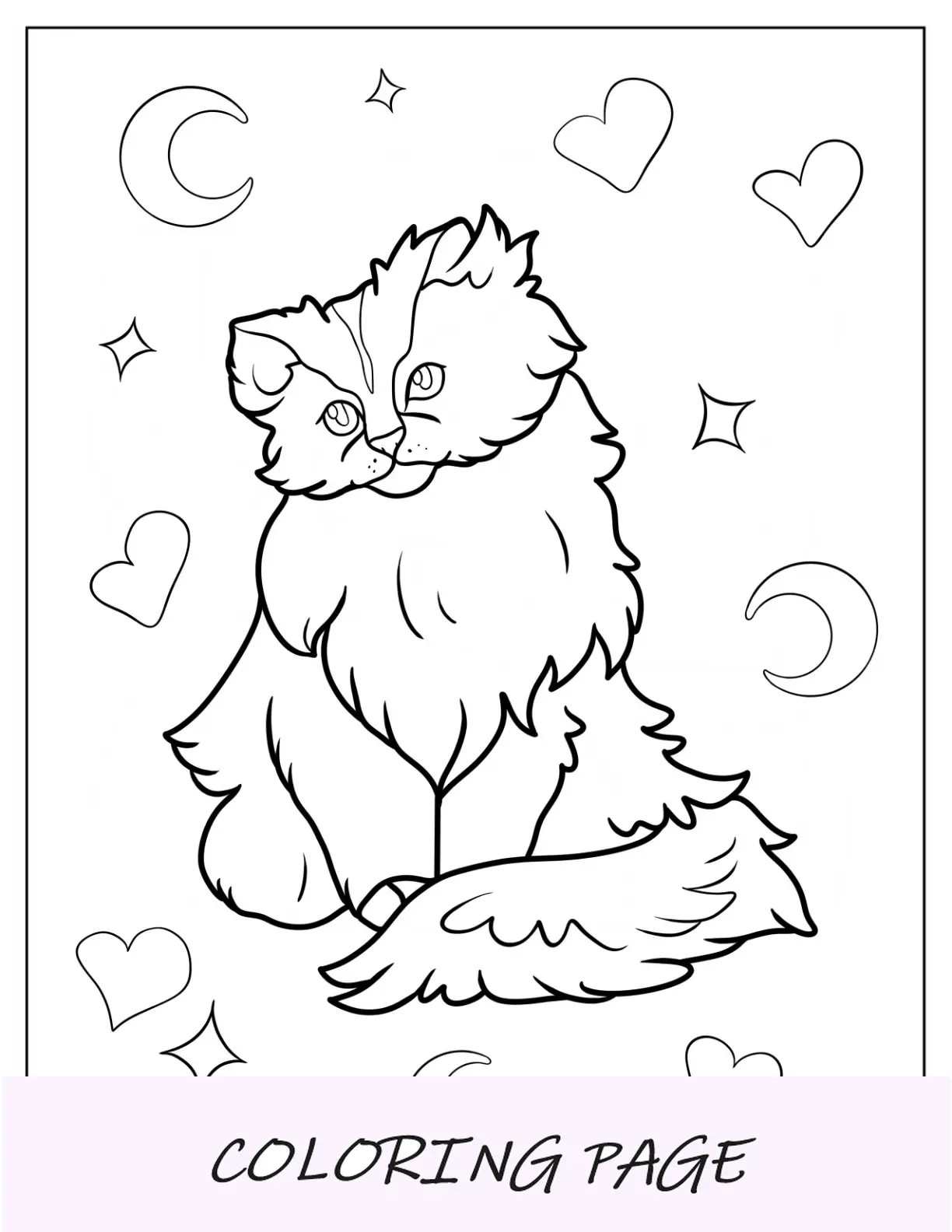 Página para colorir de animais fofos de gato fofo e fofo