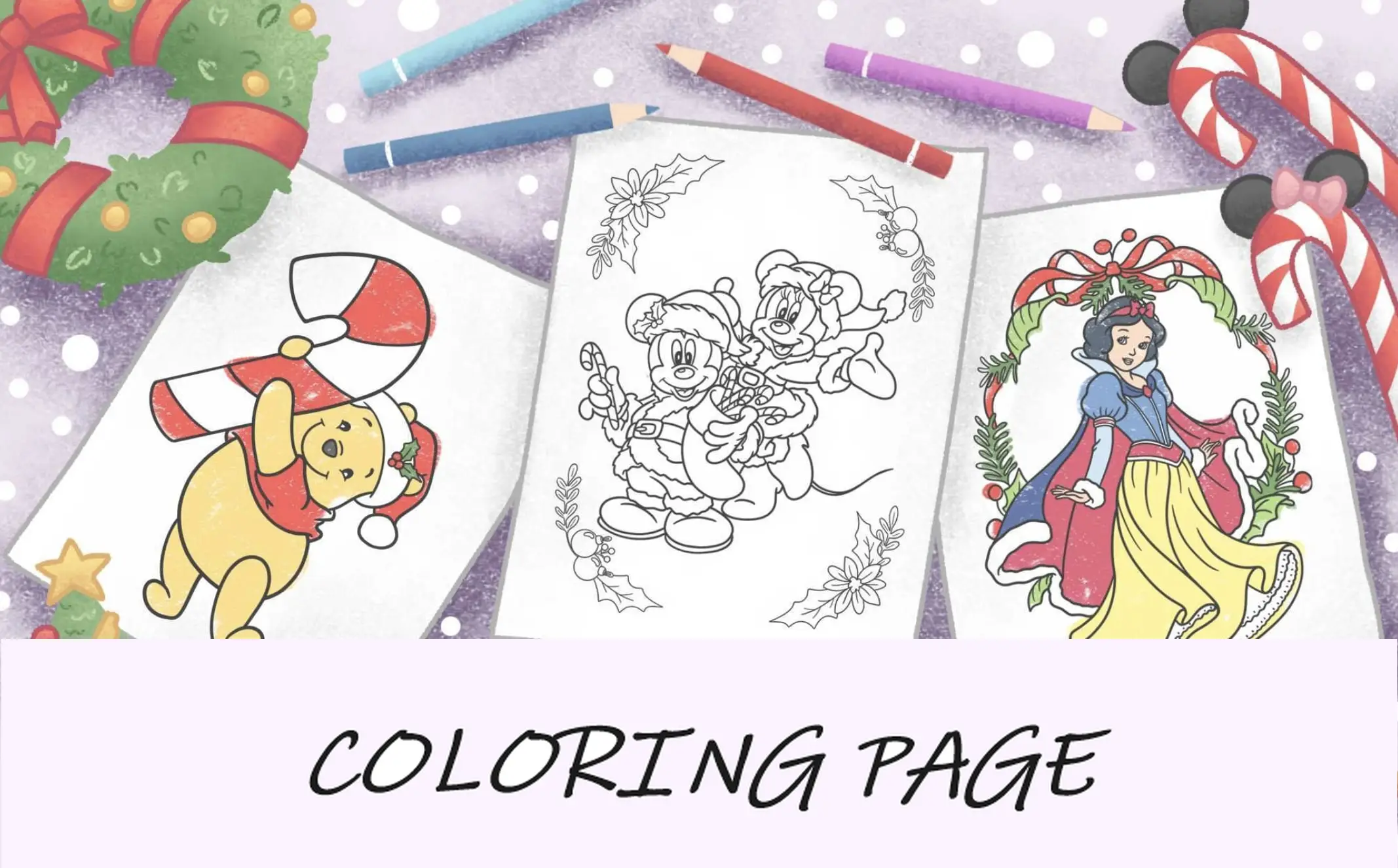 imagem de destaque das páginas para colorir de Natal da Disney