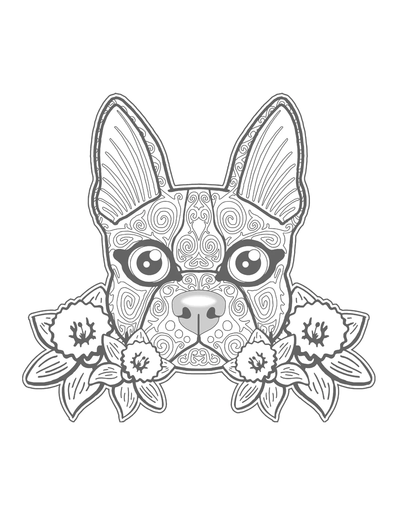Zen Dog Coloring Page For Adults