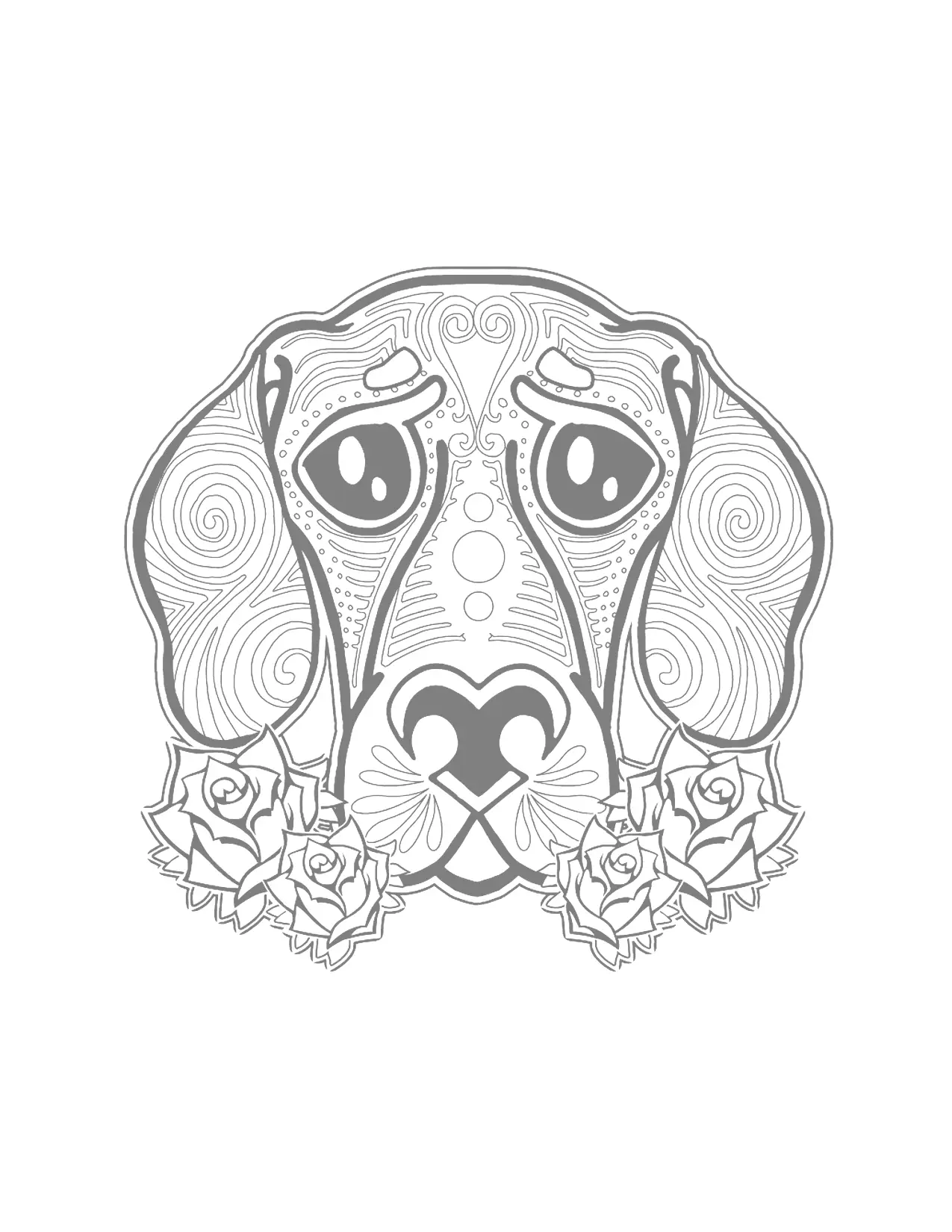 Zen Flower Dog Coloring Pages For Adults 3