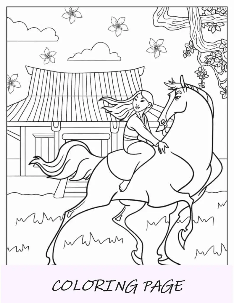 Coloração simples de Mushu para crianças em idade pré-escolar