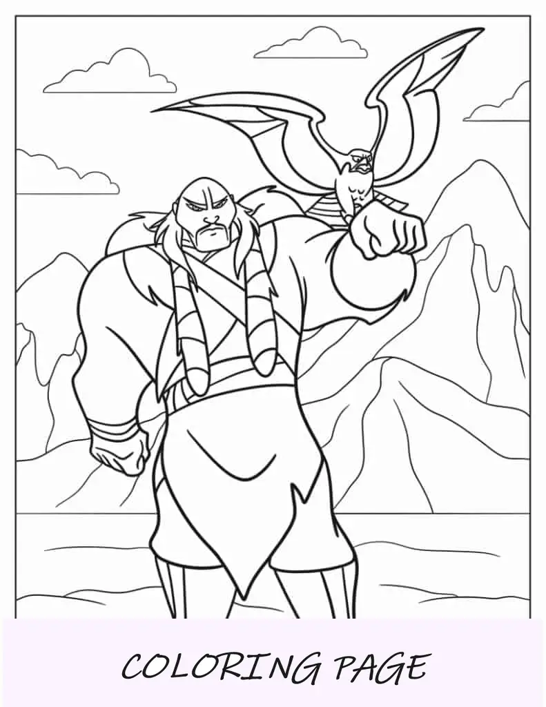 Mulan e capitão Li Shang para colorir