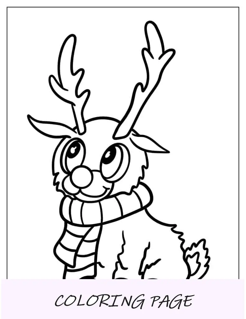 Folha para colorir do Papai Noel e Rudolph