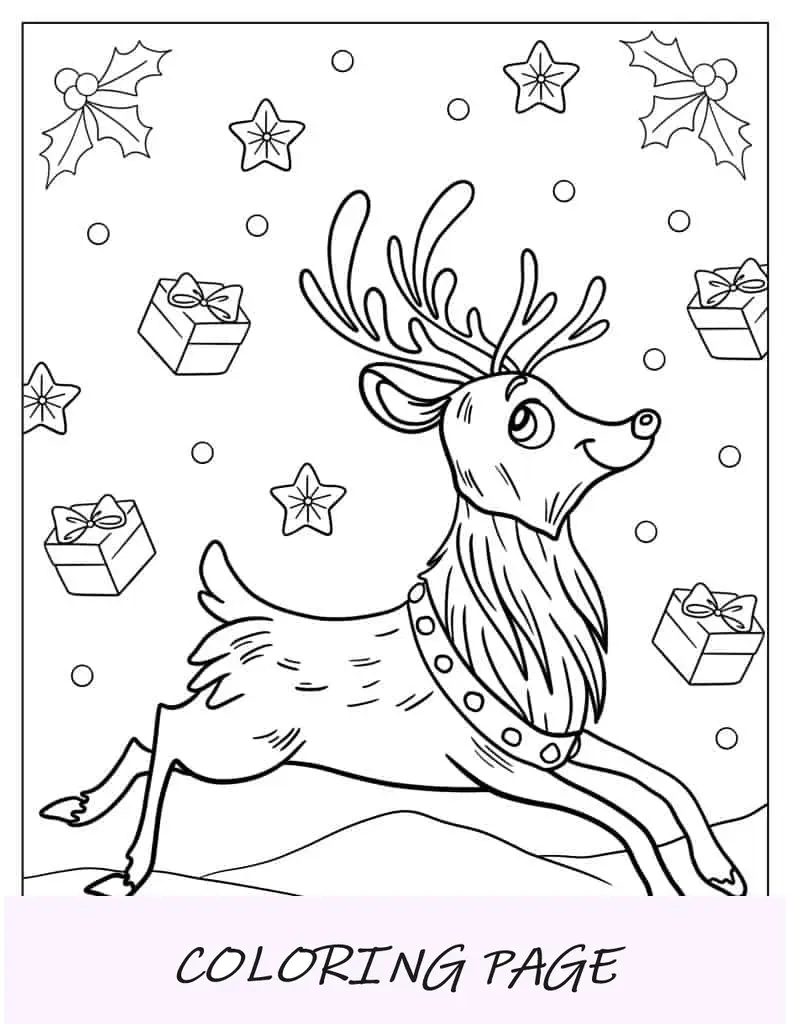 Papai Noel e Rudolph, a rena para colorir