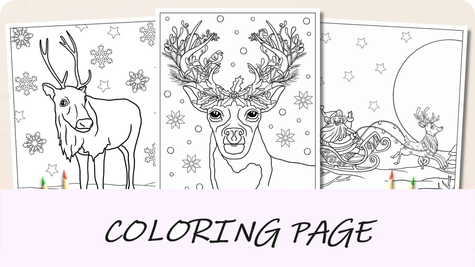 Imagem em destaque de páginas para colorir de renas