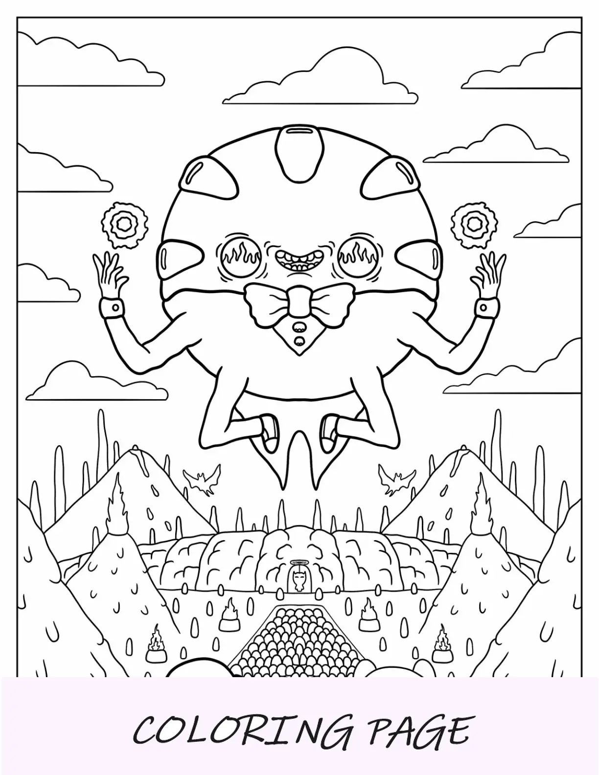 Página para colorear de Hora de Aventuras de la Dulce Princesa con Finn sosteniendo la espada