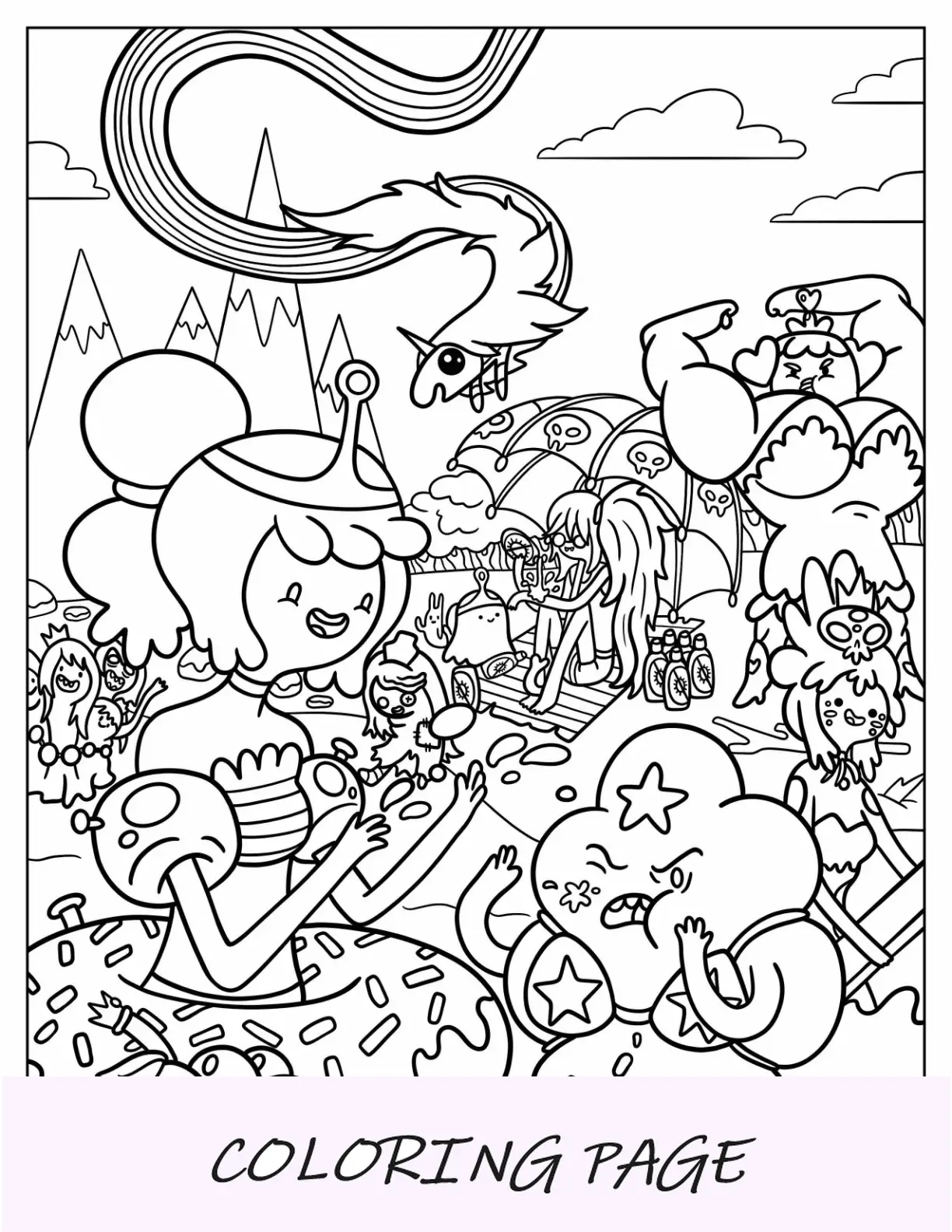 Páginas detalladas para colorear de Hora de Aventura Póster
