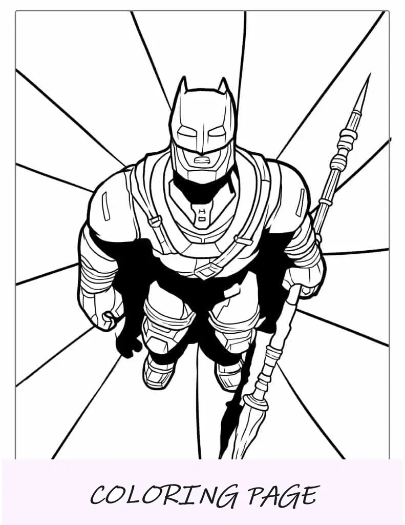 Hoja para colorear de Batman con traje de baño blindado