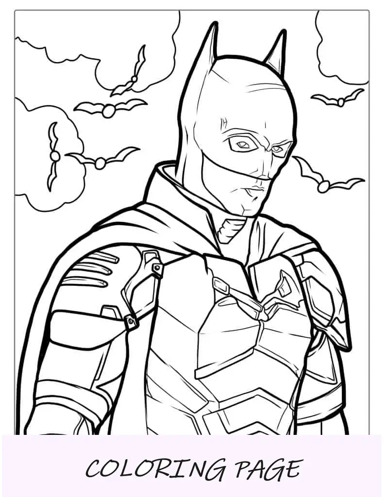 La página para colorear de Batman