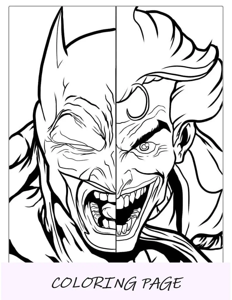 Coloración detallada de Joker Vs Batman para adultos