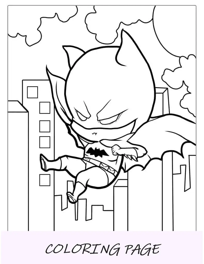 Lindo Batman saltando de un edificio para colorear