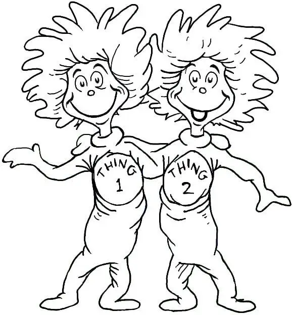 Thing 1 And Thing 2 Dr Seuss Coloring Page