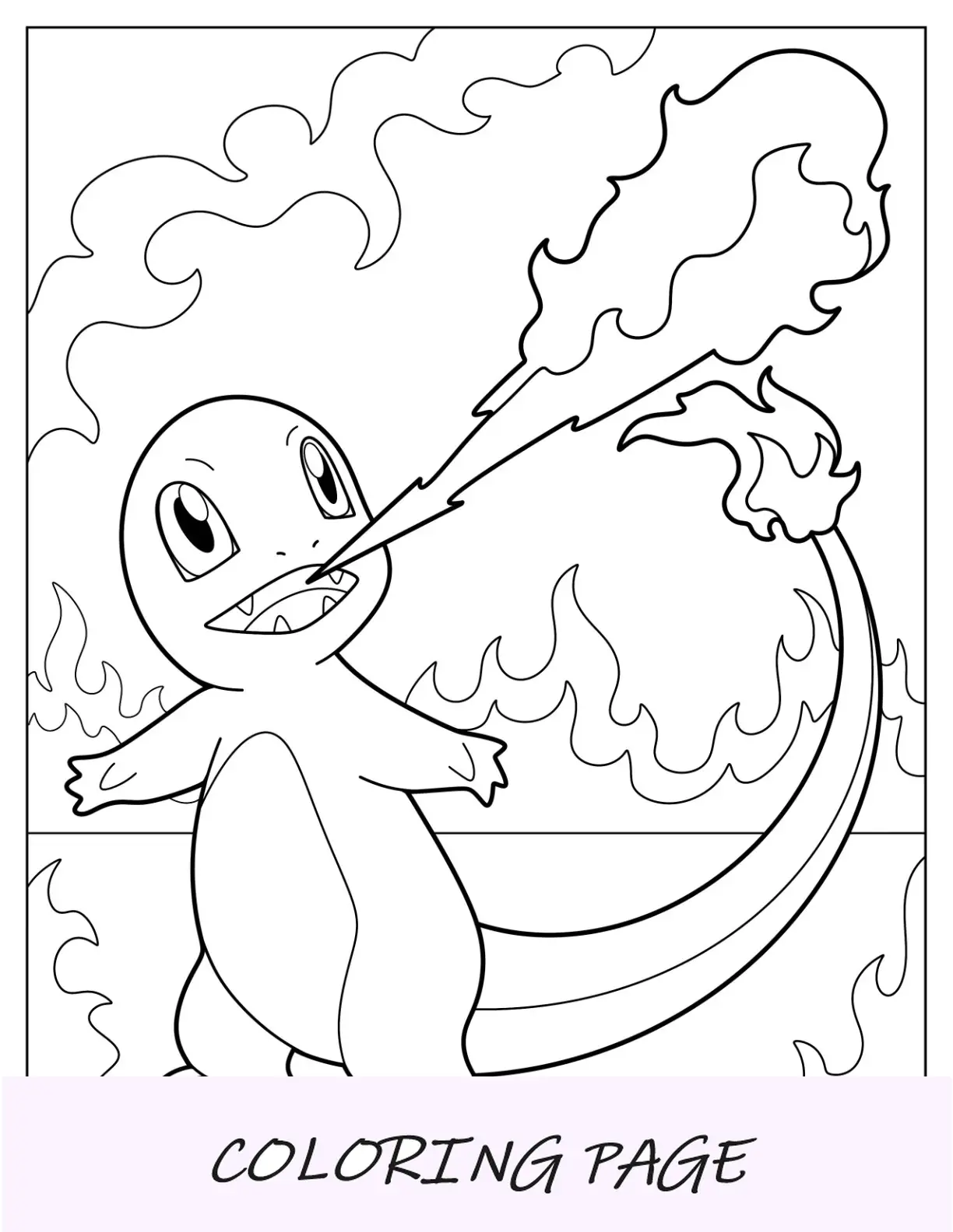 Charmander da colorare. Sputa fuoco