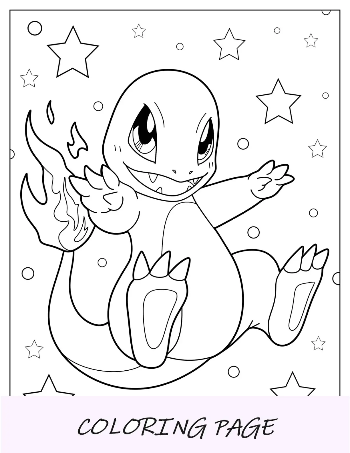 Anime Charmander Pagina da colorare per bambini