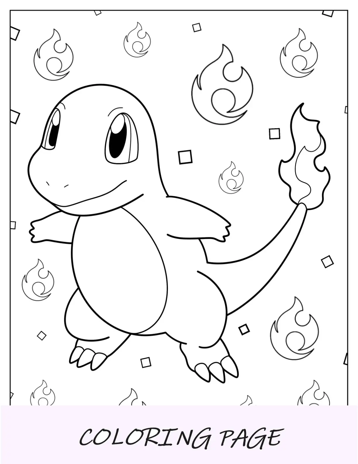 Pagina da colorare di Charmander sorridente