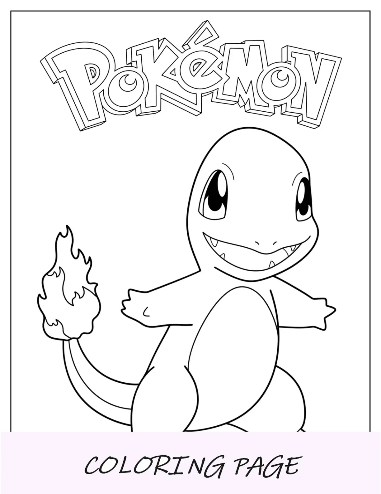 Semplice poster da colorare di Charmander per bambini