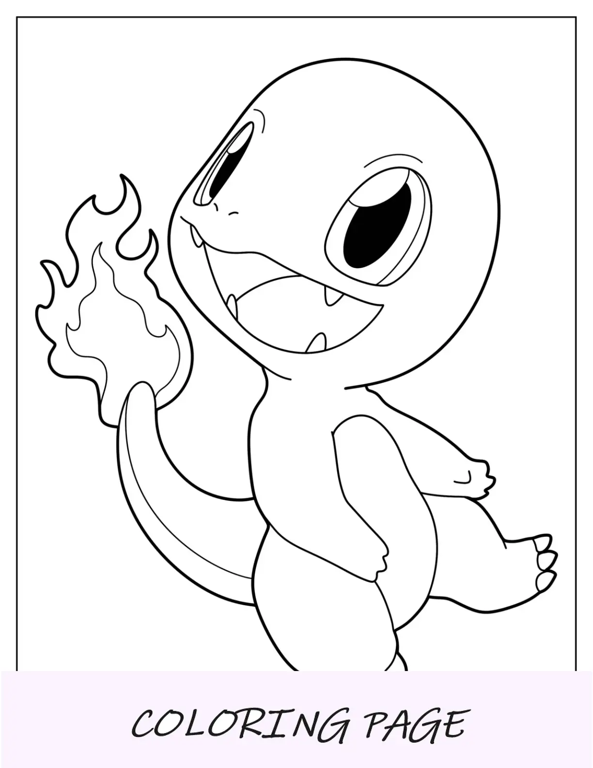 Pagina da colorare Kawaii Charmander per bambini in età prescolare