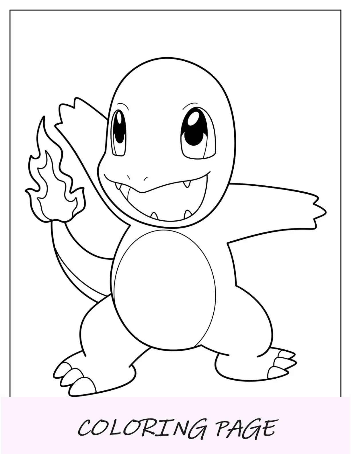 Pagina da colorare di Charmander facile e sorridente