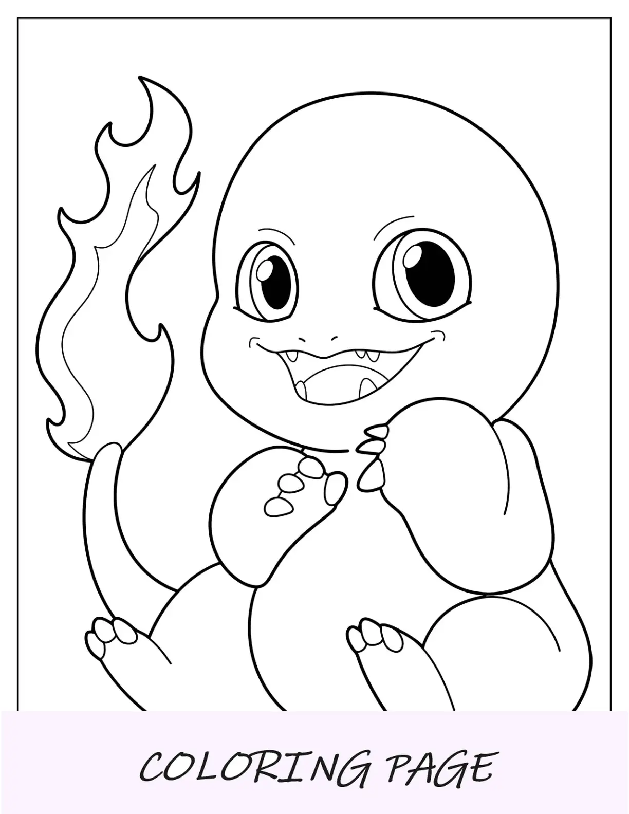Pagina da colorare di Charmander facile per bambini in età prescolare