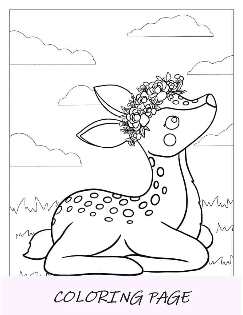 Pagina da colorare di cervi facile per bambini