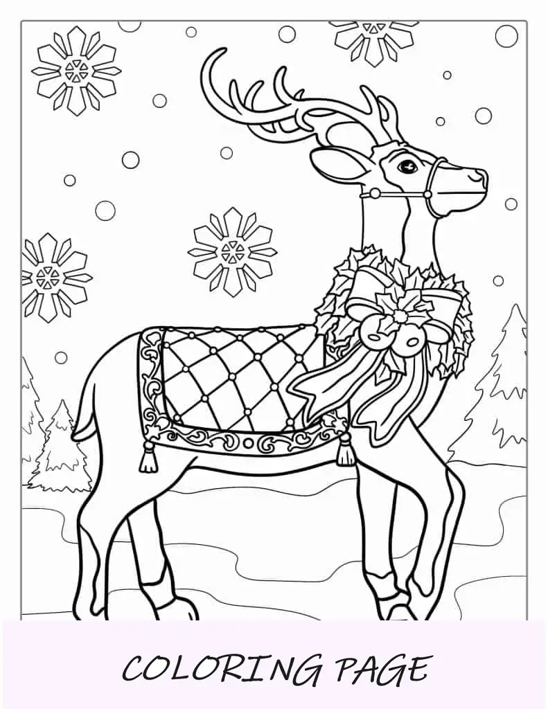 Pagina da colorare di renne di Natale