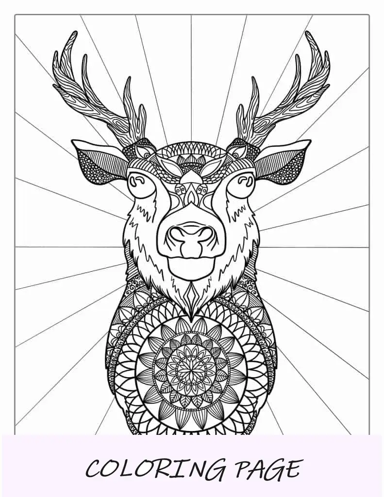 Pagina da colorare Mandala dei cervi