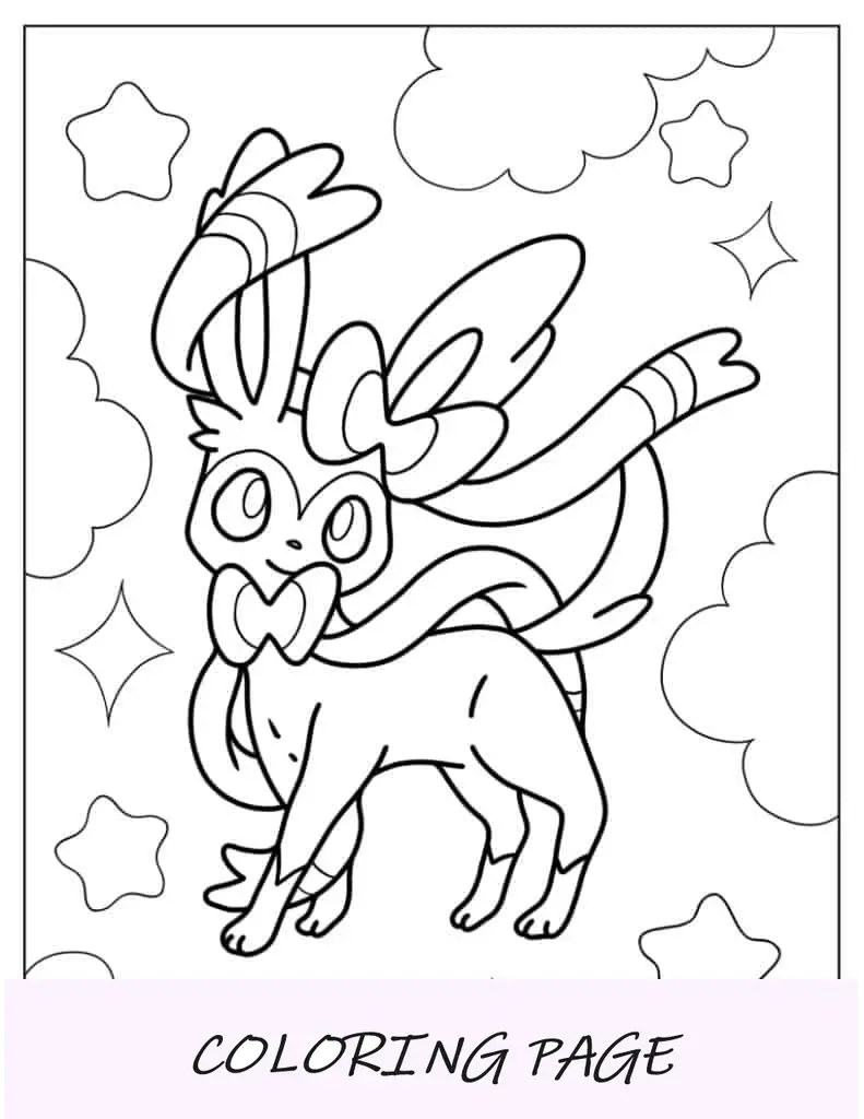 Sylveon Eevee nas nuvens
