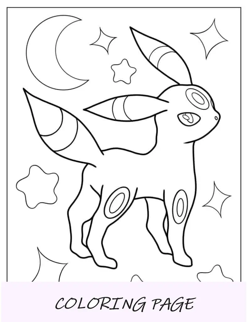 Folha para colorir Kawaii Umbreon Eevee