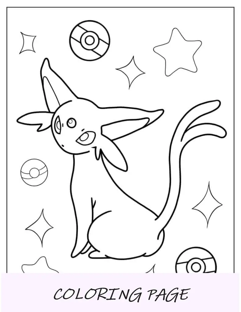 Espeon Eevee para colorir para crianças