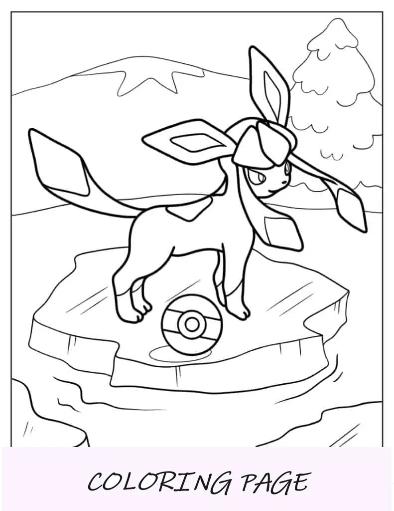 Glaceon Eevee no gelo para colorir