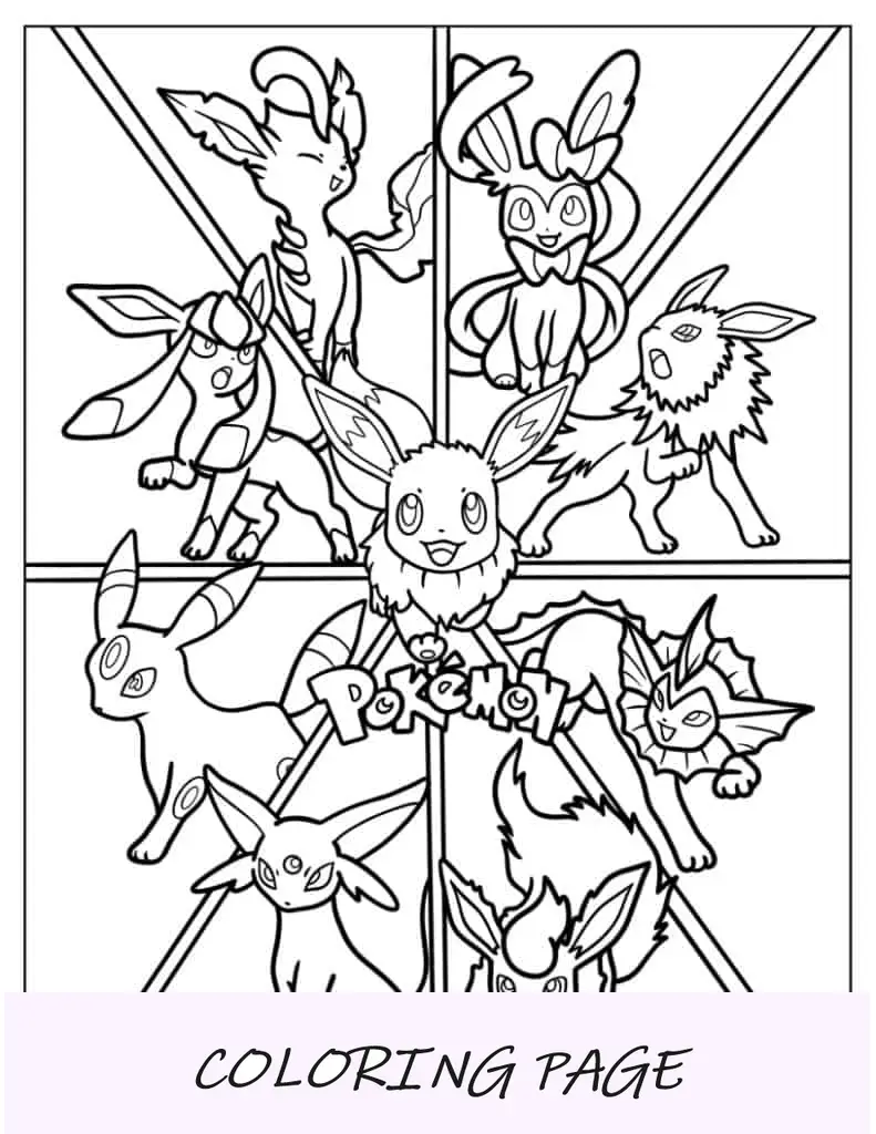 Eevee com todas as evoluções