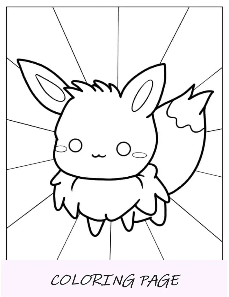 Folha para colorir de contorno fácil do Eevee