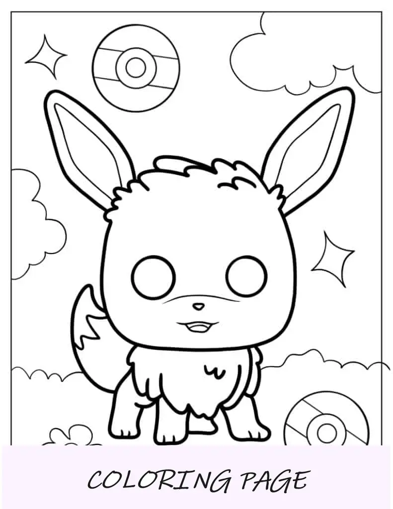 Página para colorir de Chibi Eevee para crianças em idade pré-escolar