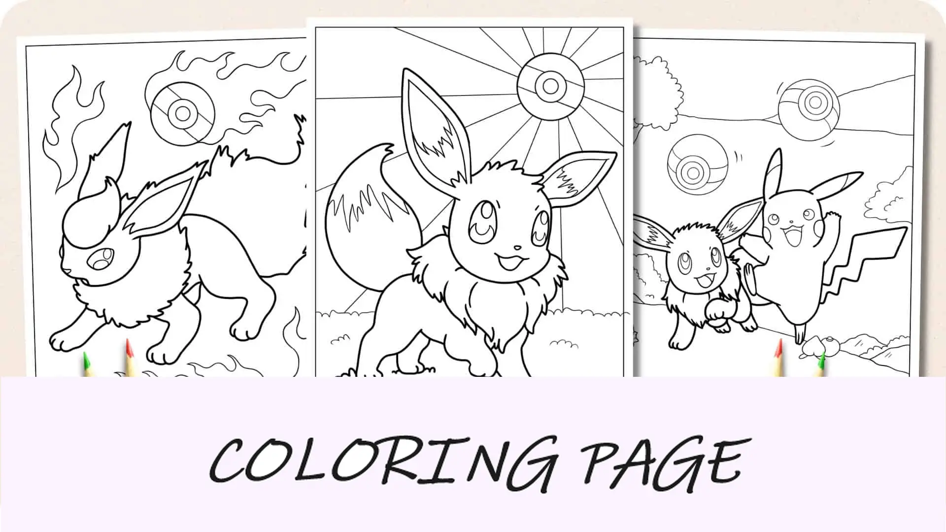 Imagem em destaque das páginas para colorir do Eevee