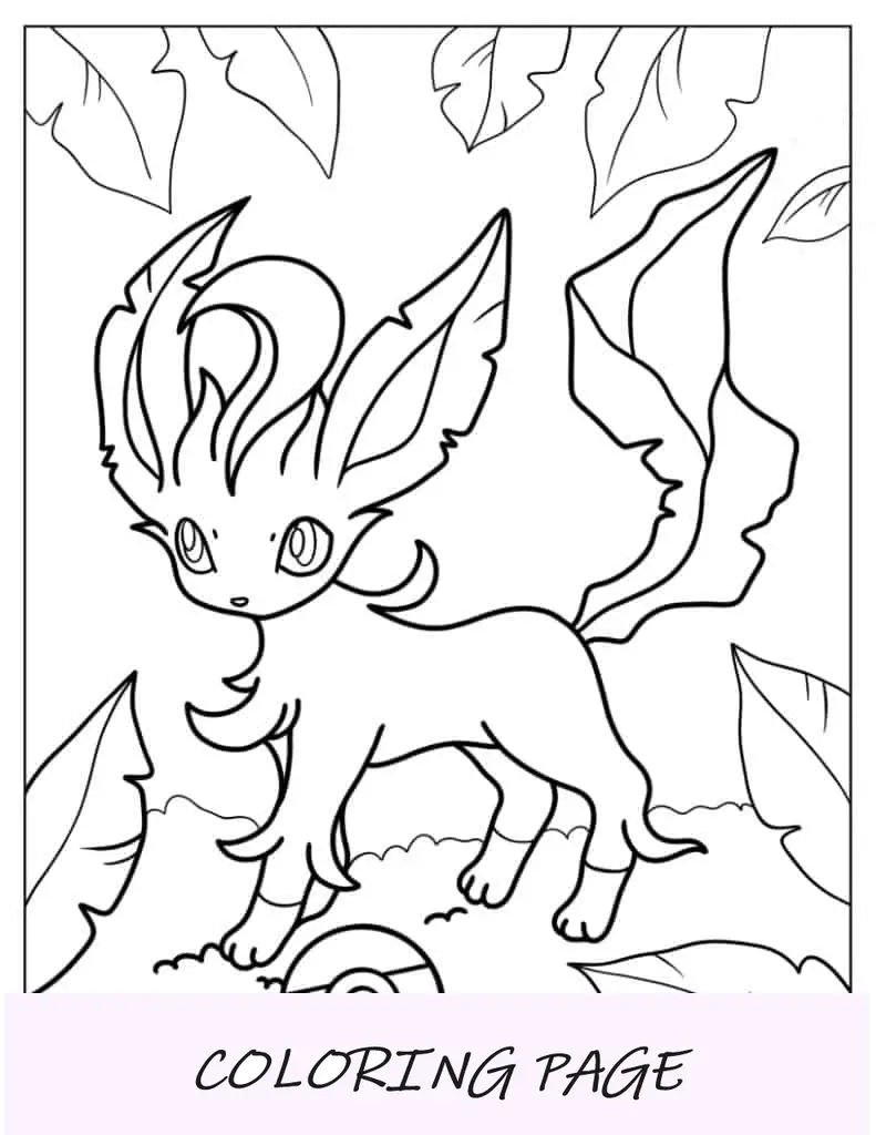 Folha para colorir Leafeon Eevee