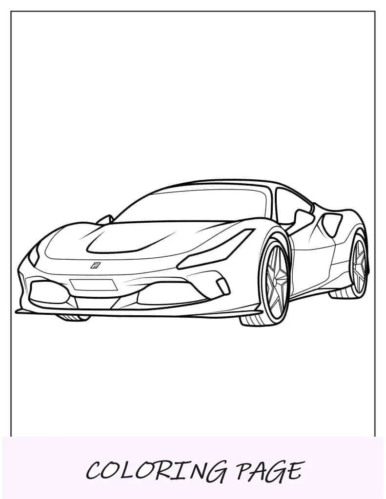 Folha para colorir de supercarro Ferrari Italia