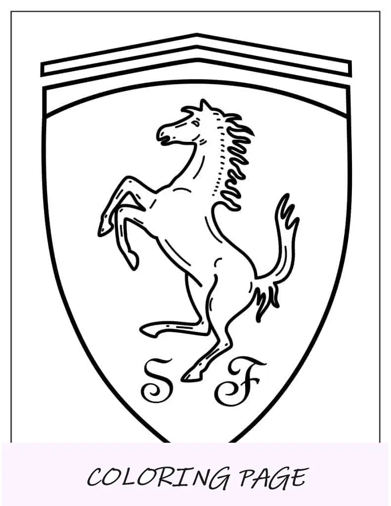 Página para colorir do logotipo da Ferrari