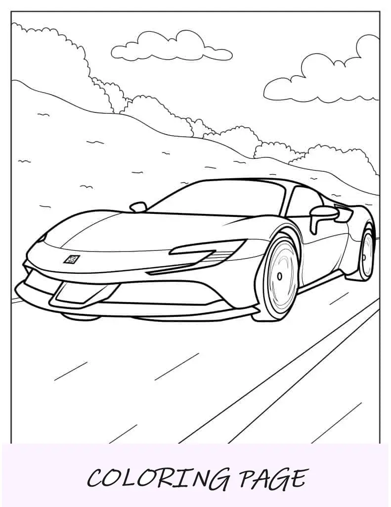 Folha para colorir Ferrari SF90