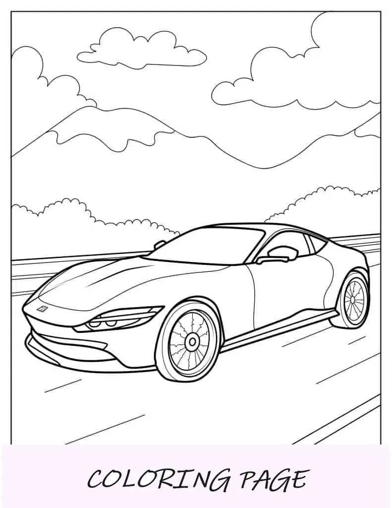 Supercarro Ferrari correndo pelas montanhas