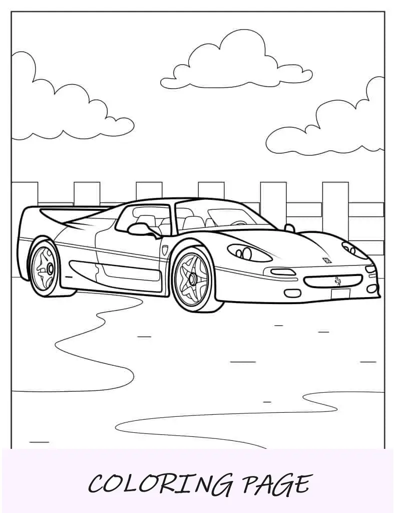Ferrari F50 vintage 1996 para colorir